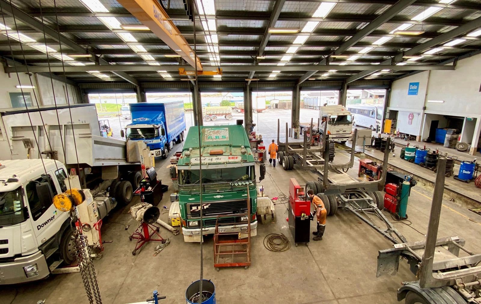 Inside the Emmetts heavy diesel workshop in Whanganui